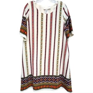 LOVE KUZA “Bohemian Daydream” Ivory Short Sleeve Dress Size L